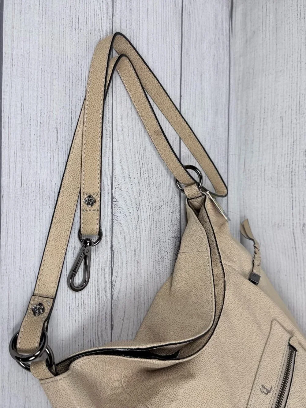 NWT Elliott Lucca Vivien Foldover Hobo Truffle Taupe Leather Bag 👜
